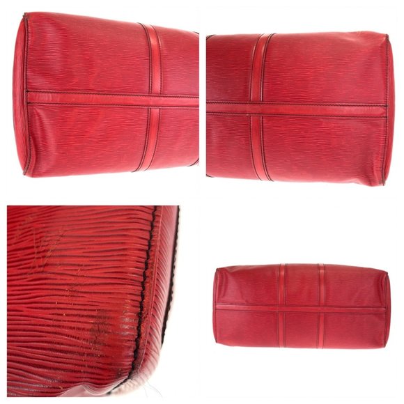 LOUIS VUITTON Epi Keepall 55 Red Gold Hardware Leather M42957 Travel Boston Bag - Picture 8 of 10